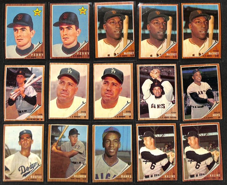 Lot of (600+) 1962 Topps Baseball Cards w. (2) Gaylord Perry Rookie Cards