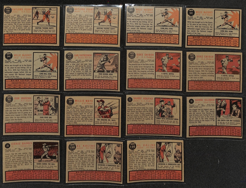 Lot of (600+) 1962 Topps Baseball Cards w. (2) Gaylord Perry Rookie Cards