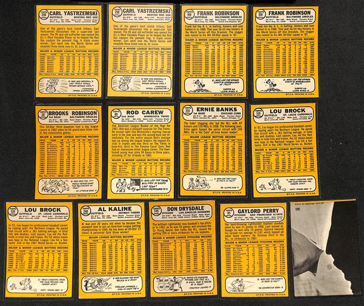 Lot of (600+) 1968 Topps Baseball Cards w. (2) Carl Yastrzemski Cards