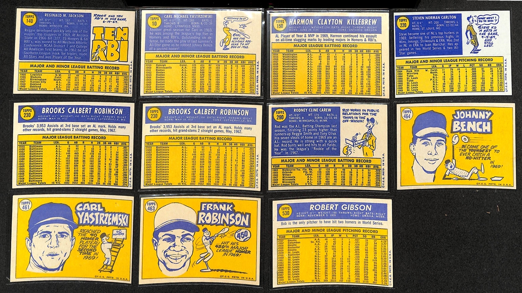  Lot of (500+) 1970 Topps Baseball Cards w. Reggie Jackson (2nd Year Card)