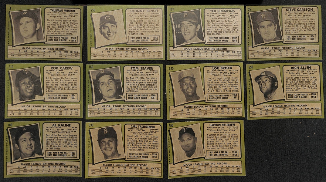  Lot of (750+) 1971 Topps Baseball Cards w. Thurmon Munson (2nd Year Card)