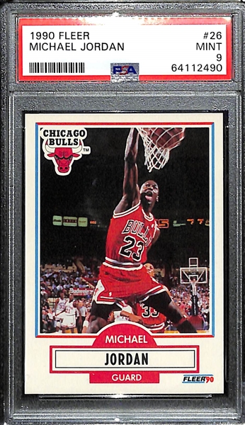 Lot of (100+) 1970s-Current NBA Basketball Cards w. Many Stars Including 1990 Fleer Michael Jordan # 26 PSA 9