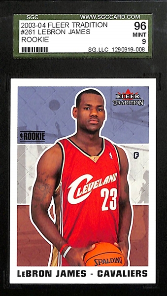 Lot of (4) NBA Rookies w. 2003-04 Fleer Tradition #261 LeBron James Rookie Card Graded SGC 9