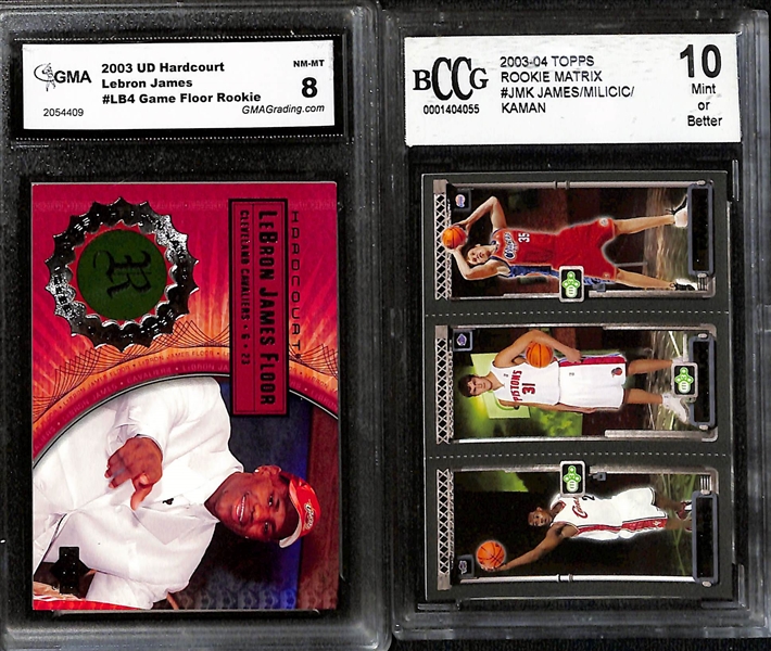 Lot of (6) Graded LeBron James Rookies Cards w. 2003 Topps #221 GMA 10