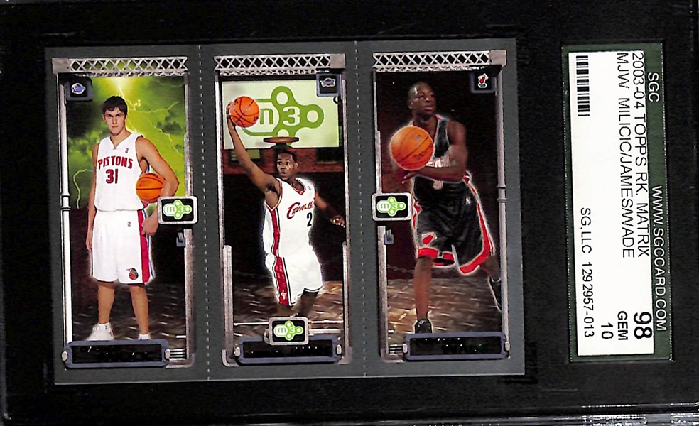 Lot of (3) SGC Graded LeBron James Rookies w. 2003-04 Topps Matrix Inc. Wade SGC 10