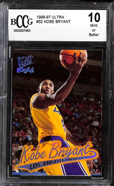 Lot of (5) Graded Kobe Bryant Rookie Cards w. 1996-97 Ultra # 52 BCCG 10
