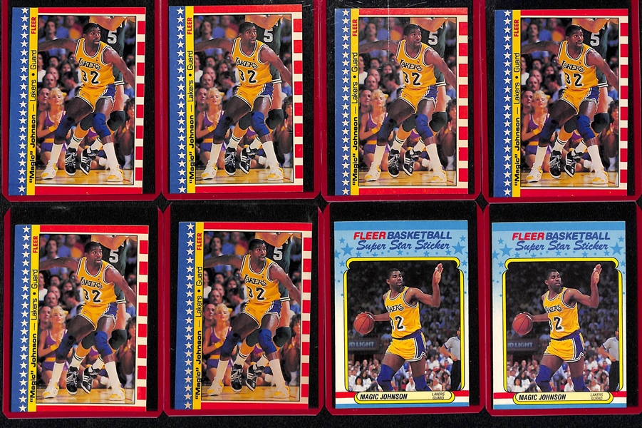 Lot of (25) Magic Johnson Basketball Cards w. 1986 Fleer and (6) 1987 Fleer and More