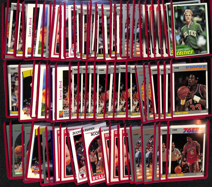 Lot of (65+) 1980s & 90s Basketball Star Cards w. (4) Scottie Pippen and (2) 1981 Topps Larry Bird 2nd Year Cards