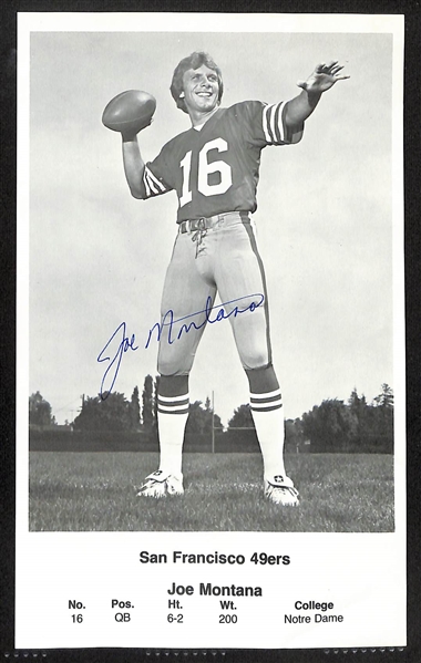 Lot of (6) Autographed Sports Photo's w. Joe Montana, Dan Marino, Bob Cousy, and Others (JSA Auction Letter)