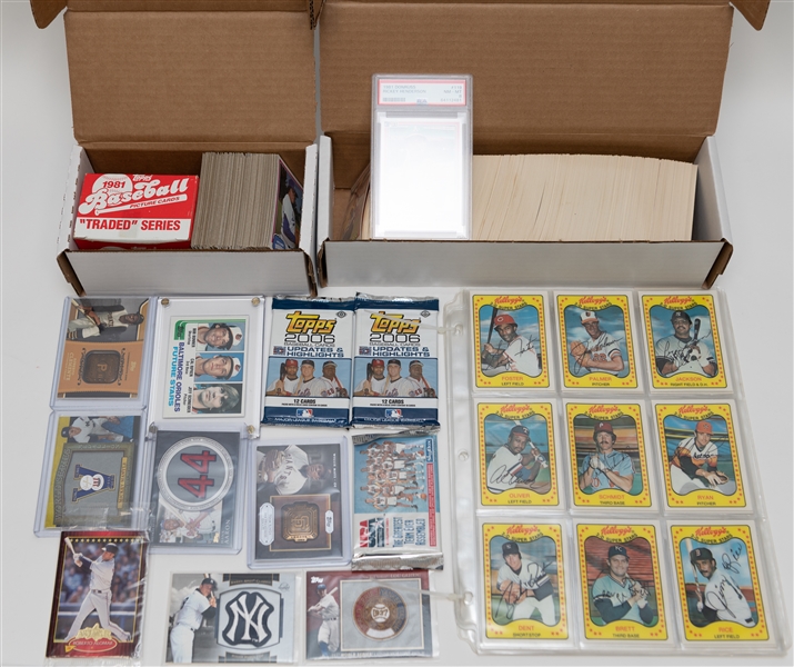 Lot of 1981 Baseball Sets Including (2) Topps Traded, Donruss Set w. Rickey Henderson PSA 8, Many Inserts, Packs and More