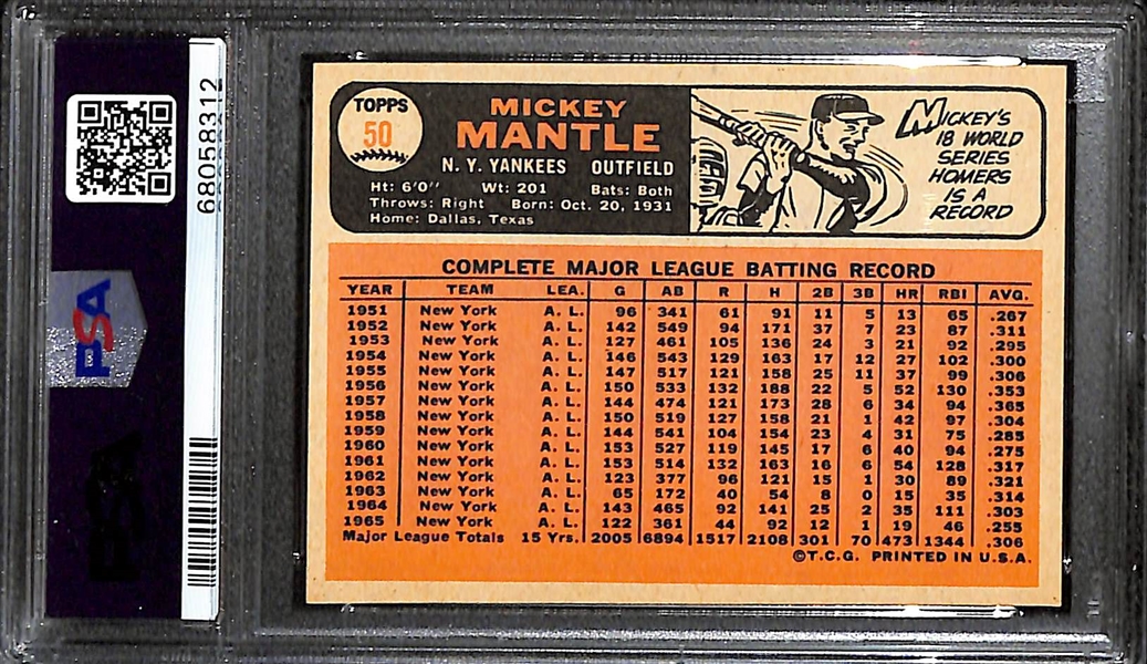 1966 Topps Mickey Mantle #50 Graded PSA 6 
