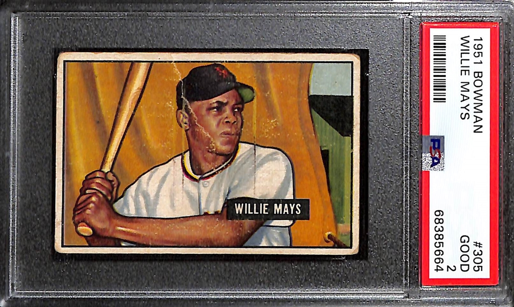 1951 Bowman Willie Mays #305 Rookie Card Graded PSA 2 