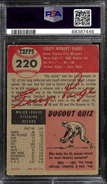 1953 Topps Satchel Paige #220 Graded PSA 2.5