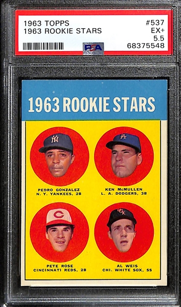 1963 Topps Pete Rose #537 Rookie Stars Card Graded PSA 5.5