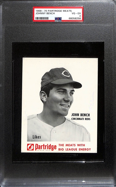 RARE 1968-70 Partridge Meats Johnny Bench Rookie Era Card Graded PSA 4 VG-EX