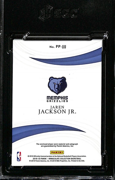 2018-19 Panini Immaculate Collection Jaren Jackson Jr. Autographed Premium Patch  Gold #8/10 SGC 9