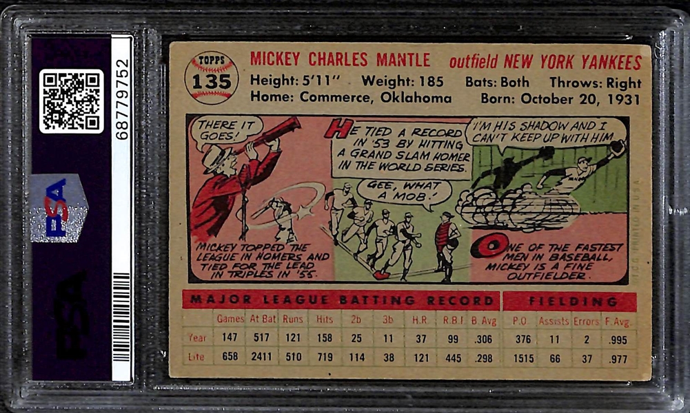1956 Topps Mickey Mantle #135 (Gray Back) Graded PSA 4