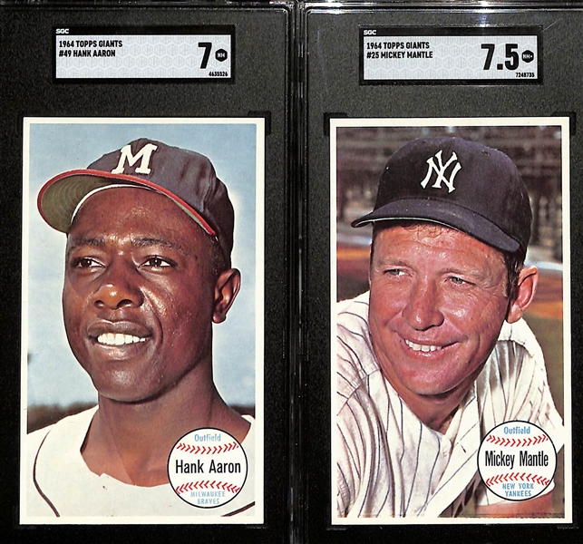 1964 Topps Giants Baseball Complete Set (Mostly Pack Fresh) w. 5 SGC Graded (Mantle 7; Aaron 7; Mays 6.5; Koufax 6.5; Clemente 4)