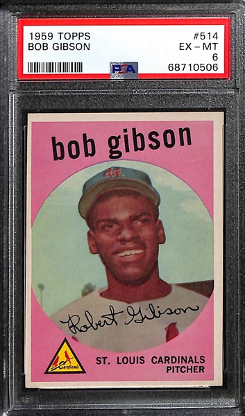 1959 Topps Bob Gibson Rookie Card #514 Graded PSA 6