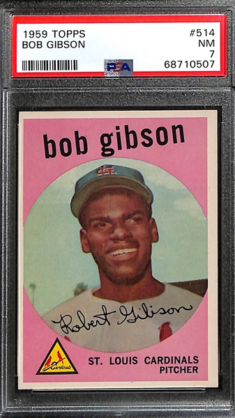 1959 Topps Bob Gibson Rookie Card #514 Graded PSA 7