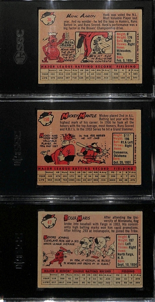 1958 Topps Baseball Complete Set w. 3 Graded - Roger Maris Rookie (SGC 4.5), Hank Aaron (SGC 5), Mickey Mantle (SGC 3.5)