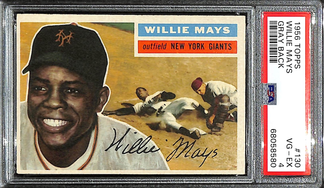1956 Topps Willie Mays #130 (Gray Back) Graded PSA 4