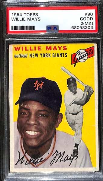 1954 Topps Ted Williams #1 Graded PSA 1 & Willie Mays #90 Graded PSA 2 (MK)