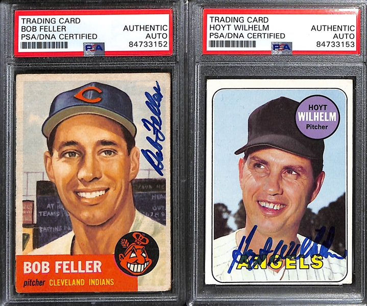 Signed HOFer Cards - 1953 Topps Bob Feller #54 & 1969 Hoyt Wilhelm (PSA/DNA Authenticated)