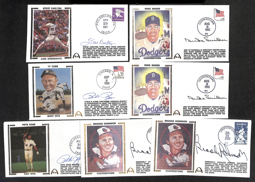 Lot of (20+) Baseball & Football Autographed First Day Cover (FDC) Envelopes w. Dan Marino, Hank Aaron, Roger Staubach, Bob Feller, and Others (JSA Auction Letter)