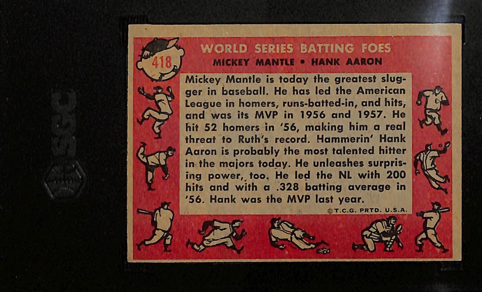 1958 Topps Mickey Mantle & Hank Aaron World Series Batting Foes Graded SGC 5