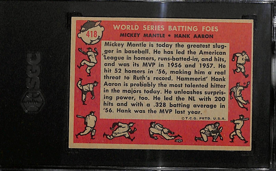 1958 Topps Mickey Mantle & Hank Aaron World Series Batting Foes Graded SGC 5.5