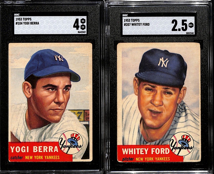 1953 Topps Lot - Yogi Berra #104 (SGC 4), Whitey Ford #207 (SGC 2.5)
