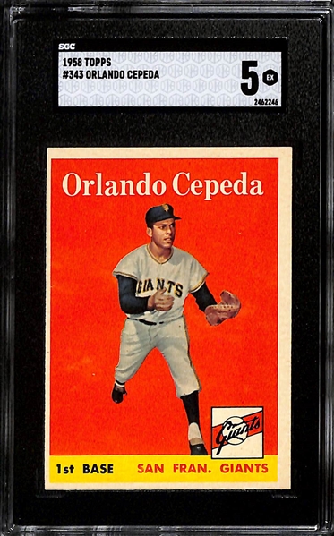 1958 Topps Orlando Cepeda #343 Rookie Card Graded SGC 5