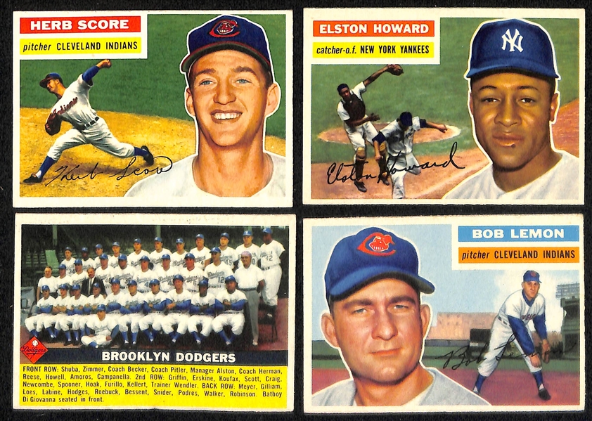  Lot of (100+) 1954, 1955, & 1956 Topps Baseball Cards w. (2) 1956 Gil Hodges