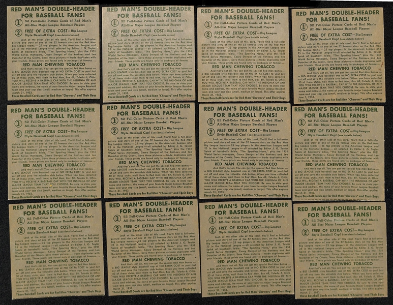 Lot of (26) 1952 NL Redman Tobacco Cards (No Tabs) w. Willie Mays