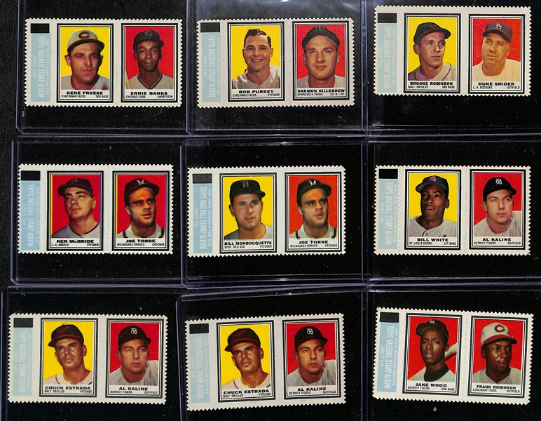  Lot of (70) 1962 Topps Stamps Panels & (50) Stamp Singles w. Ernie Banks Panel