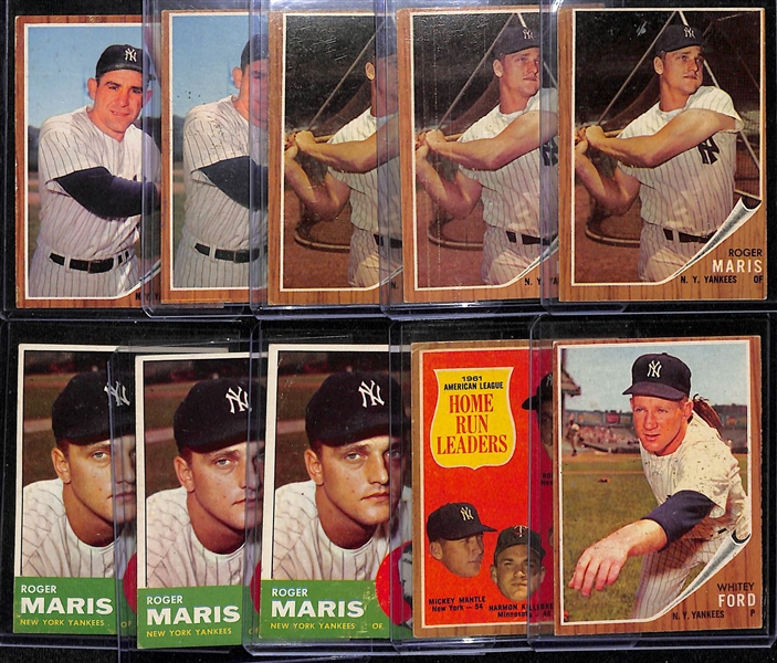 (7) 1962 Topps Baseball Cards w. (3) Roger Maris & (3) 1963 Topps Roger Maris Cards