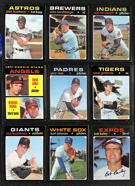  Lot of (350+) 1971 Assorted Topps Baseball Cards w. Mickey Lolich
