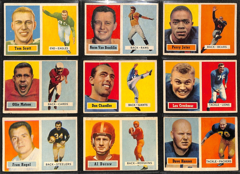  Lot of (200+) 1957 Assorted Topps Football Cards w. Norm Van Brocklin & Bobby Layne