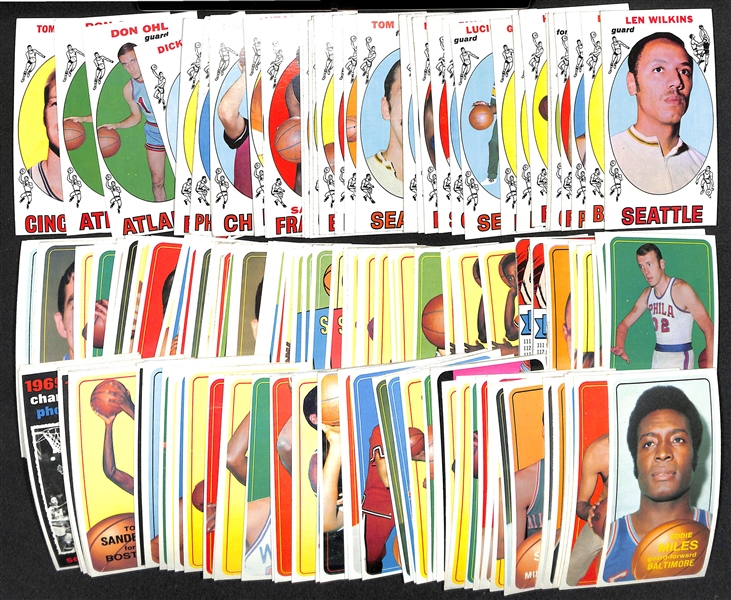 Lot of (35) 1969-70 w. Wilkens & (100+) 1970-71 Topps Basketball Cards w. Cunningham