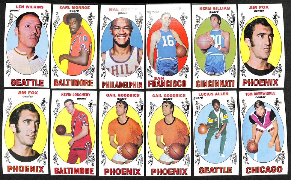 Lot of (35) 1969-70 w. Wilkens & (100+) 1970-71 Topps Basketball Cards w. Cunningham