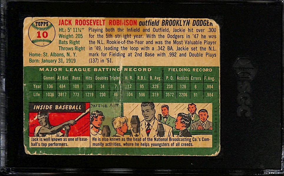 1954 Topps Jackie Robinson #10 Graded SGC Authentic