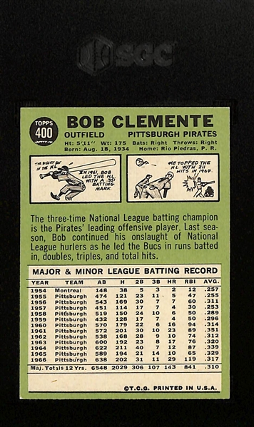 1967 Topps Roberto Bob Clemente #400 Graded SGC 6.5
