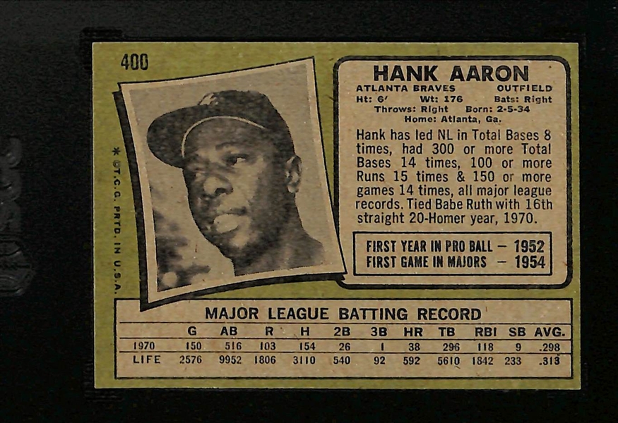 1971 Topps Hank Aaron #400 Graded SGC 6.5