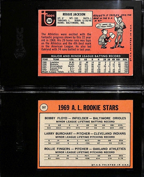 1969 Topps Rookie Lot - Reggie Jackson #260 (SGC Authentic), Rollie Fingers #597 (SGC 5)