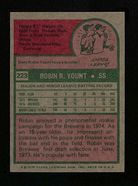 1975 Topps Robin Yount #223 Rookie Card Graded SGC 7