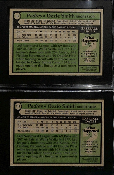 1979 Topps Ozzie Smith #116 Rookie Card Lot (SGC 7 and SGC 6.5)