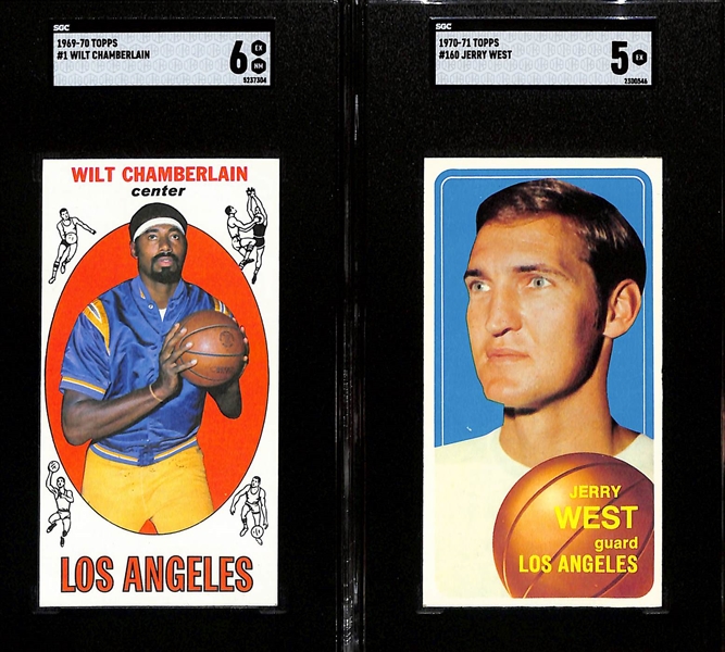1969 Topps Wilt Chamberlain #1 (SGC 6) & 1970 Topps Jerry West #160 (SGC 5)