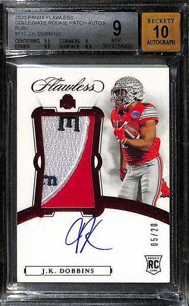 Lot of (3) BGS Graded Flawless Collegiate Rookie Patch Autographs w. Waddle, Pitts and Dobbins