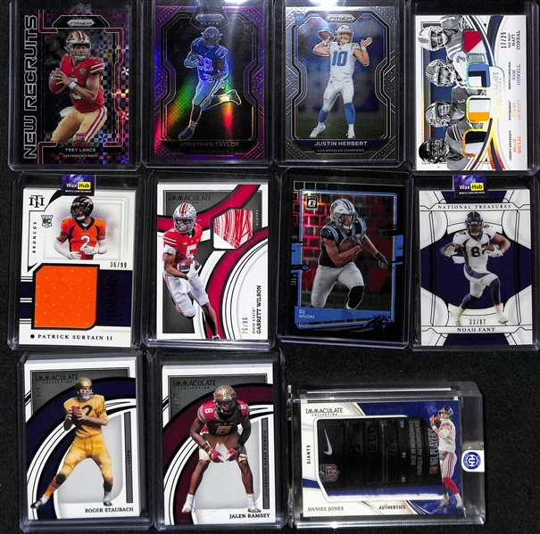 Lot of (10) Modern Inserts and Rookies w. Trey Lance, Jonathan Taylor, Justin Herbert, and More